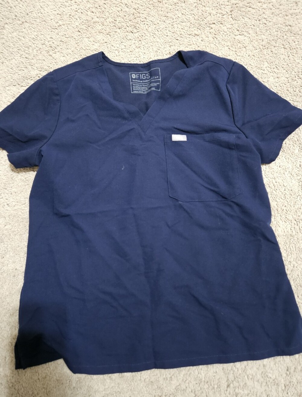 Figs Navy V-Neck Medical Scrub Top